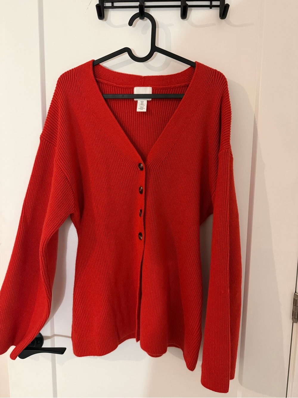 H&M Red Button-Front V-Neck Cardigan